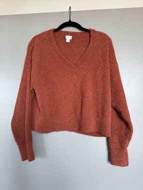 Cozy V-Neck Rust Brown Women's Sweater